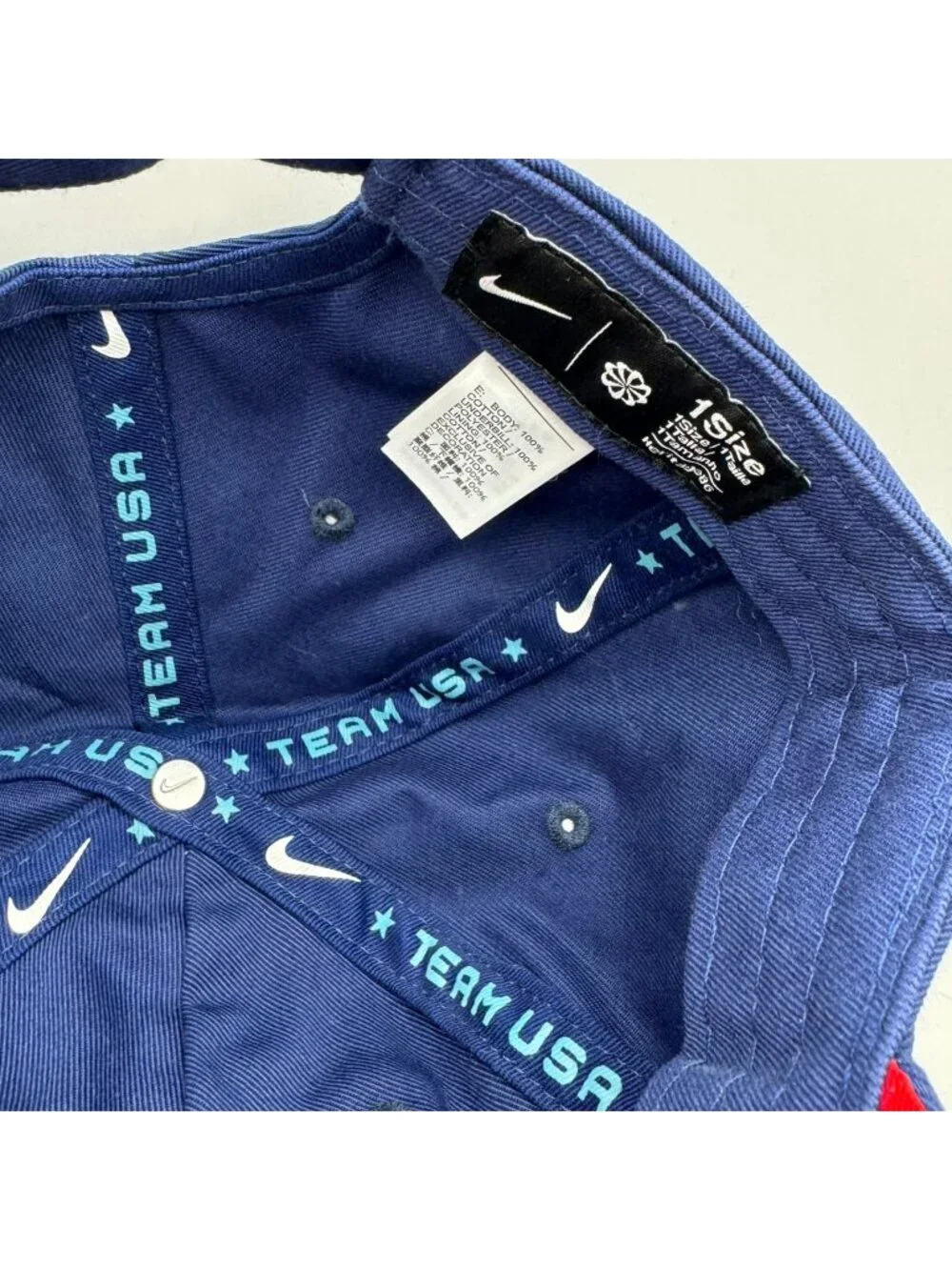 Nike Team USA Olympics Baseball Cap Hat Adjustable Navy Blue White Re